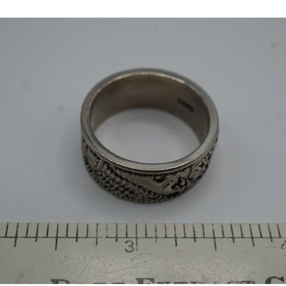 Mens Sterling Silver Zero F*C*s Statement Band Ring 925 Size 10.5 Heavy 8.18g